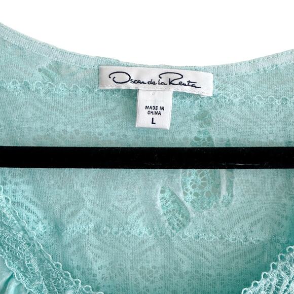 Oscar de la Renta Lace Trim Modal Midi Teal Nightgown PJs - Picture 6 of 7